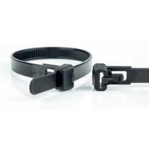 Kit Organizador de Cabos com Velcro Reutilizável Preto — 50 Unidades